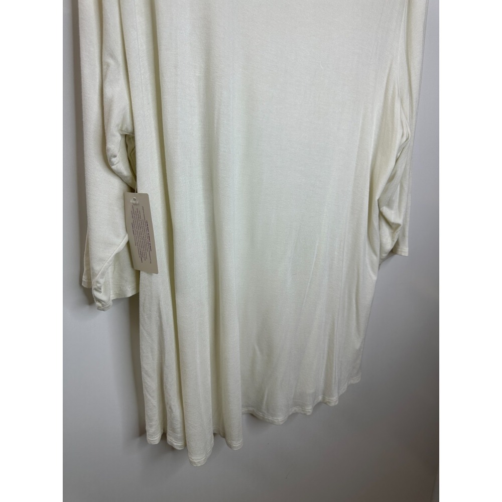 New LOGO Lori Goldstein Cream Stretch 3/4 Sleeve Tunic Top Scoop Neck Size 2X - Picture 4 of 9